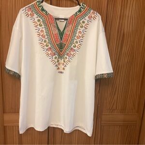 Vibrant Embroidered White Blouse